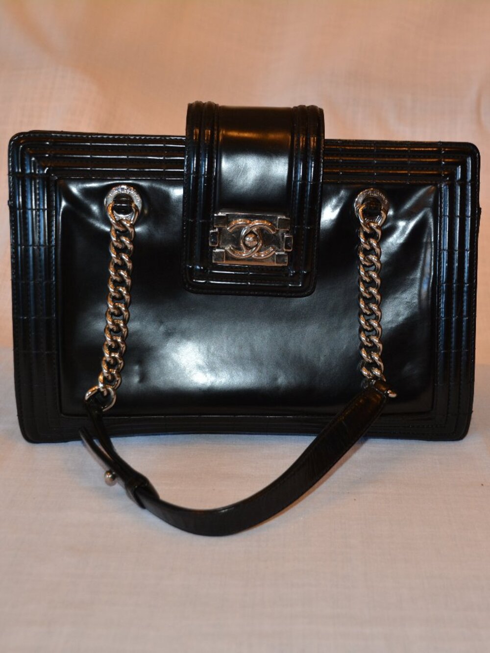Chanel Black Leather Boy Tote